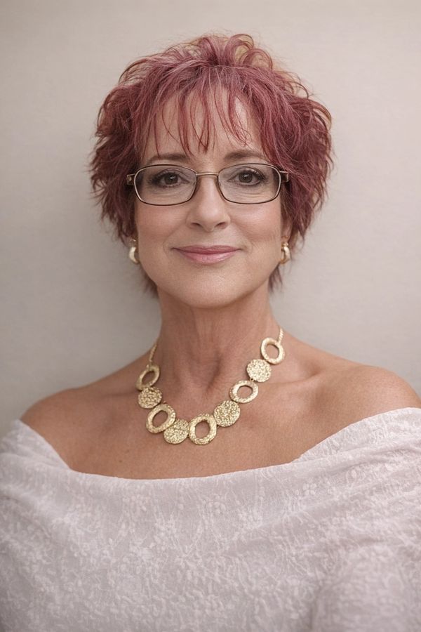 Elegant woman wearing gold jewelry with a confident smile.