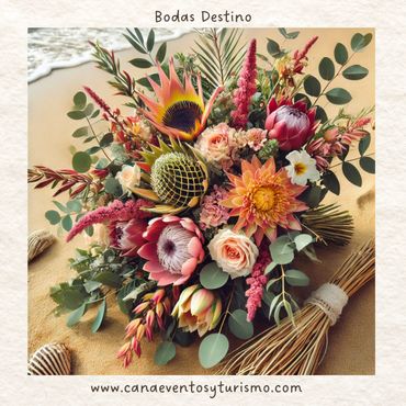 Ramo con flores silvestres una tendencia increíble para las bodas en la playa