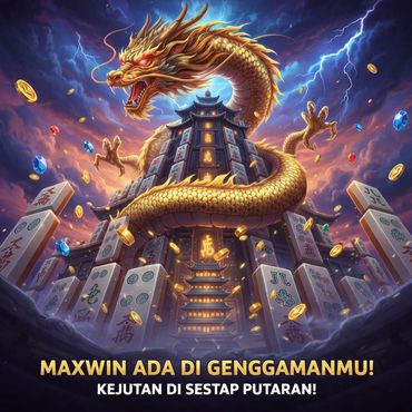 A fierce golden dragon coils around a towering pagoda with floating mahjong tiles and coins.