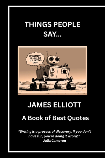 Book cover with a robot and a quote about writing by Julia Cameron.