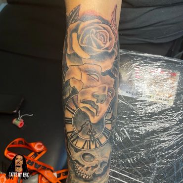 Realism tattoo sleeve.Tatts by Eric Memphis licensed tattoo artist at Indigo Tattoos shop Memphis