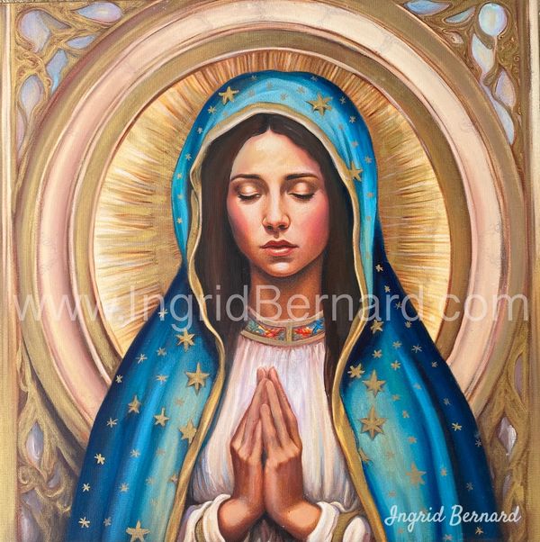 Our Lady of Guadaloupe, Mary, Original Oil Painting