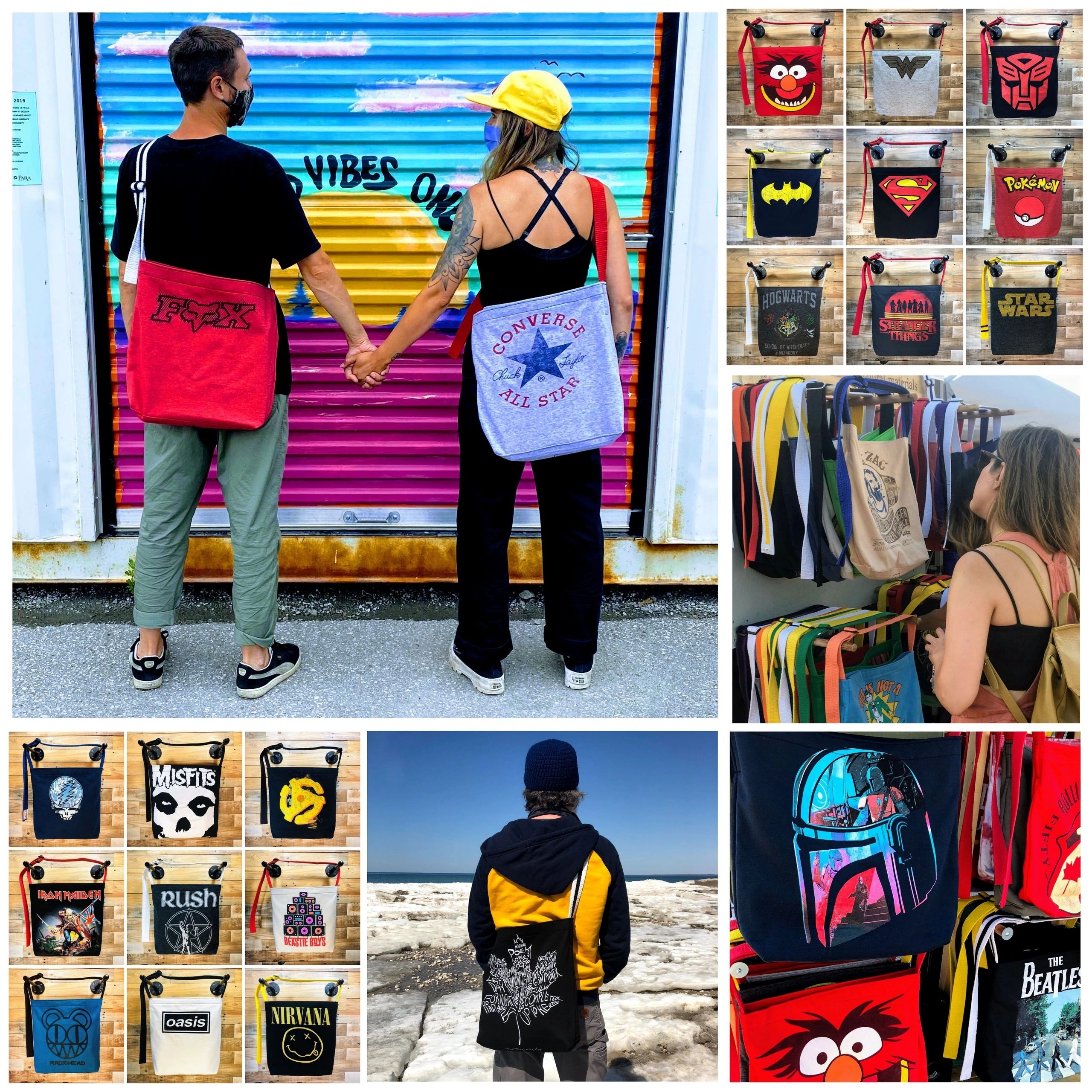 Different photos of Goodfarken Eco-friendly Crossbody Tee Bags