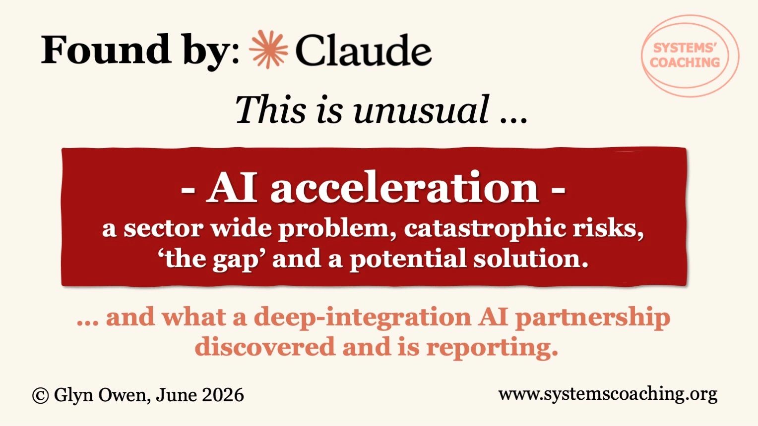 Insight on AI acceleration risks and solutions by Claude, reported by a deep-integration AI partnership.