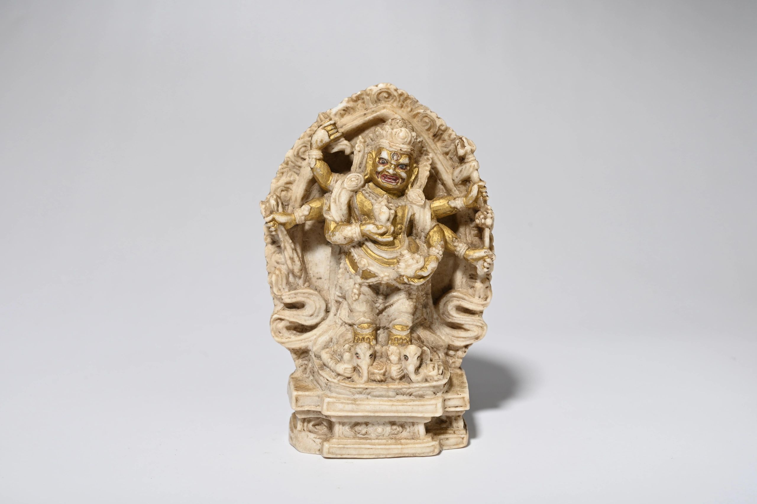 Tibet 17th century stone White Mahakala 10.8 cm Nyingjei Lam collection Hollywood Galleries Hong Kon