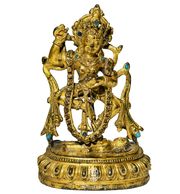 Vajravārāhī
金剛亥母
14-15th century / 十四至十五世紀
Central Tibet
西藏中部
Gilt copper alloy/ 銅鎏金