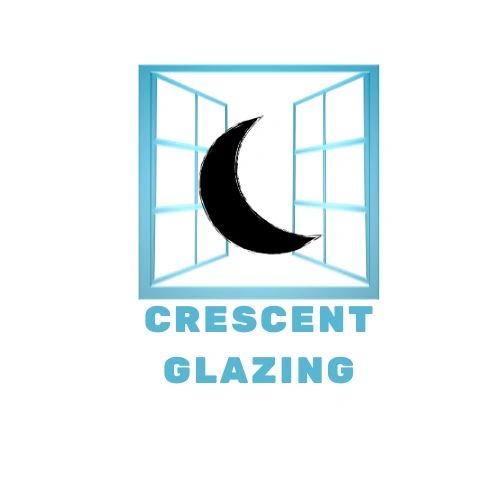 Logo featuring a crescent moon inside an open window with 'Crescent Glazing' text below.