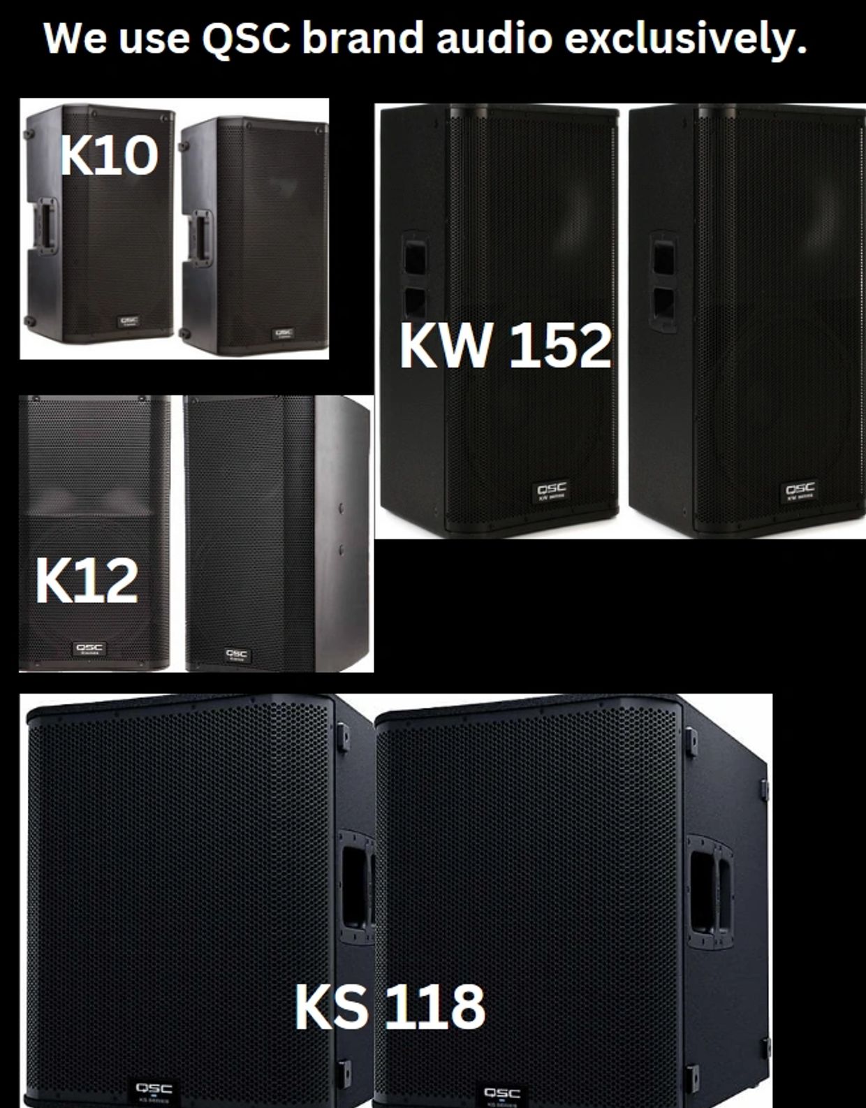 We use the latest high quality sound and light technology, that delivers clear highs and deep,  bass