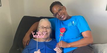 Our caregiver with our resident