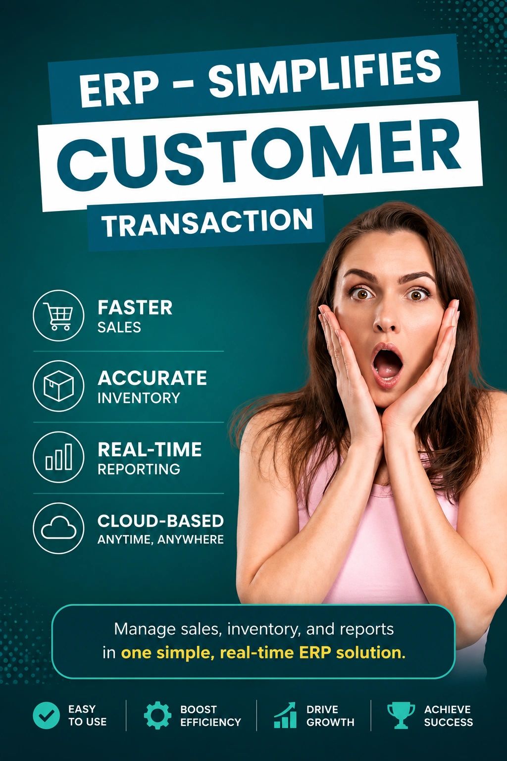 ERP simplifies customer transactions with faster sales and real-time reporting.