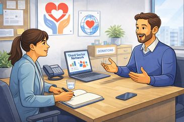 Two people in an office engaged in a mentoring session