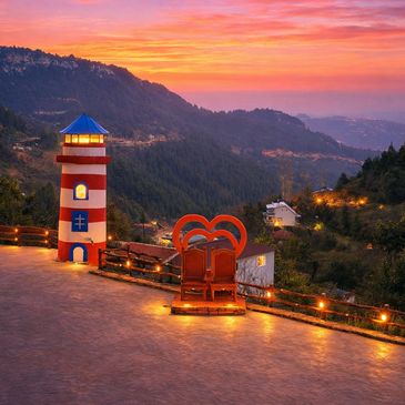 OSB Bungalow panoramik gün batımı manzarası deniz feneri ve romantik oturma alanı