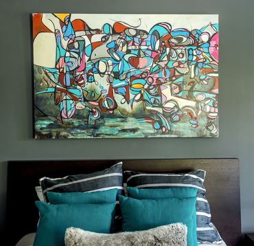 Mid-century large canvas art