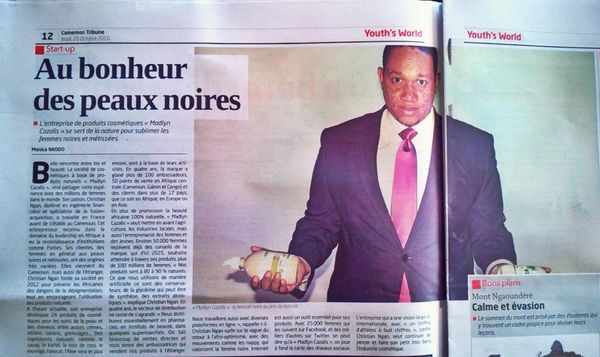 Article de 2 pages de Christian Ngan, PDG de Madlyn Cazalis Group dans Cameroun Tribune