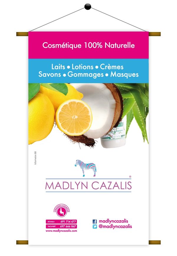 Kakemono Madlyn Cazalis, marque de produits cosmétiques naturels africains