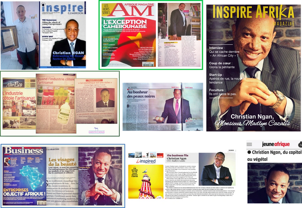 Christian Ngan, Fondateur de Madlyn Cazalis, leader cosmétique naturel en Afrique, dans les médias.