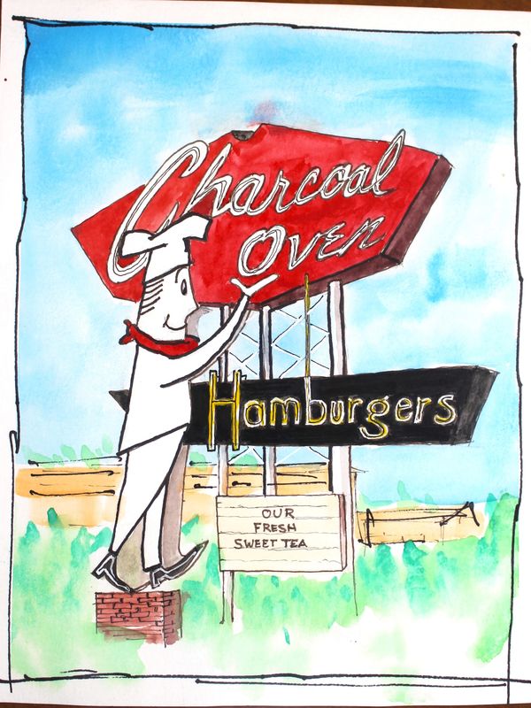 Charcoal Oven's iconic sign on Northwest Expressway in Oklahoma City is now gone but the burgers are