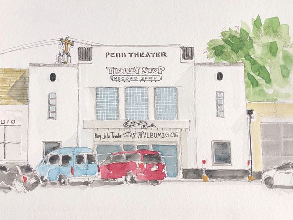 The Penn Theater is now home to the Trolley Stop Record Store in Oklahoma City, OK