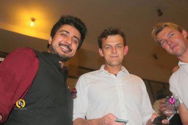 Ankkit Bahadur with Australian Cricketers Adam Gilchrist & Brett Lee.