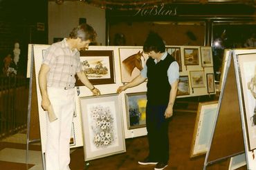 Art & Craft Fair at Parabanks Nov 1983 Peter Findlay (Panorama Art Group & judge), Anthea Oxford