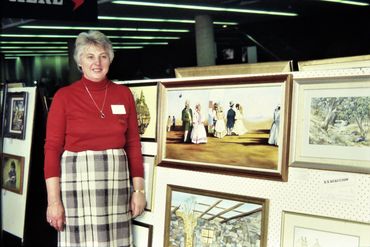 Art & Craft Fair at Parabanks Nov 1983 Iris Lubcke in front of her painting