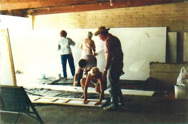 Australia Day Pageant 26/1/1986 Preparing floats at Salisbury Council Depot