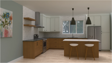 rendering 3d of a kitchen