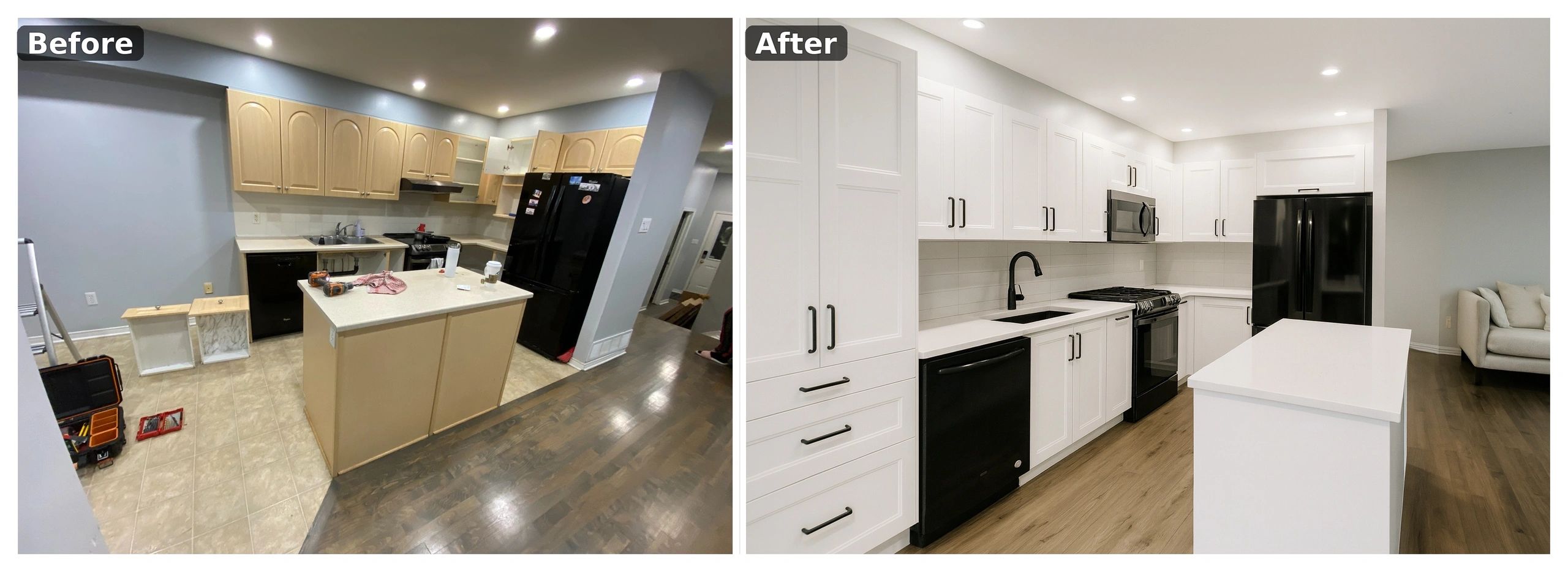 Before and After of a kitchen