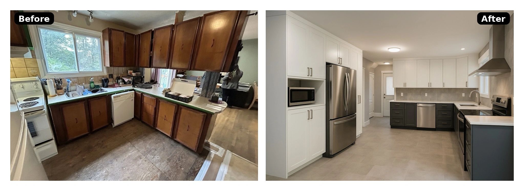 Before and After of a kitchen