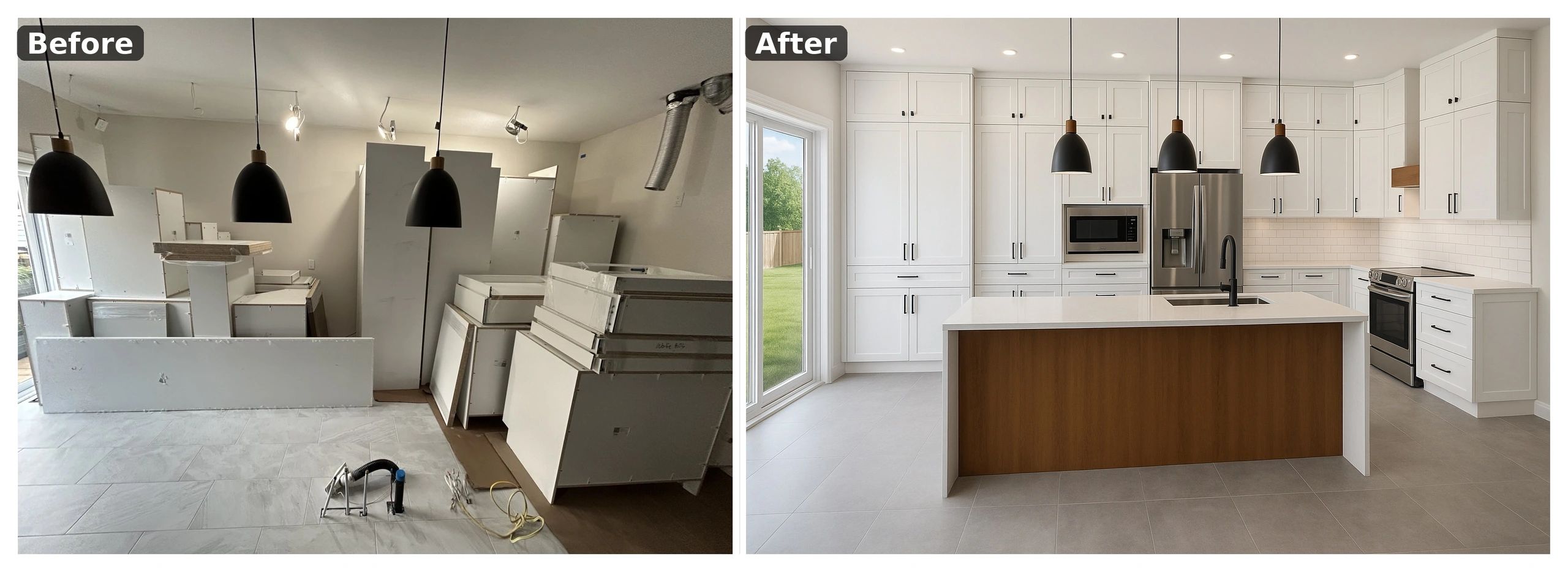 Before and After of a kitchen