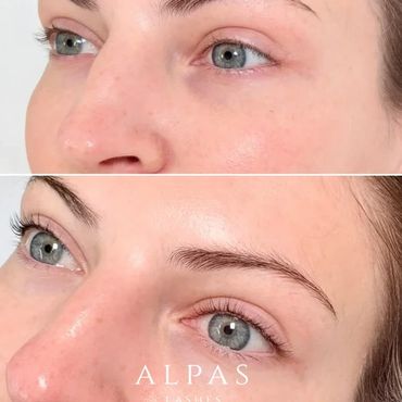 Lash lift and tint before and after side profile results