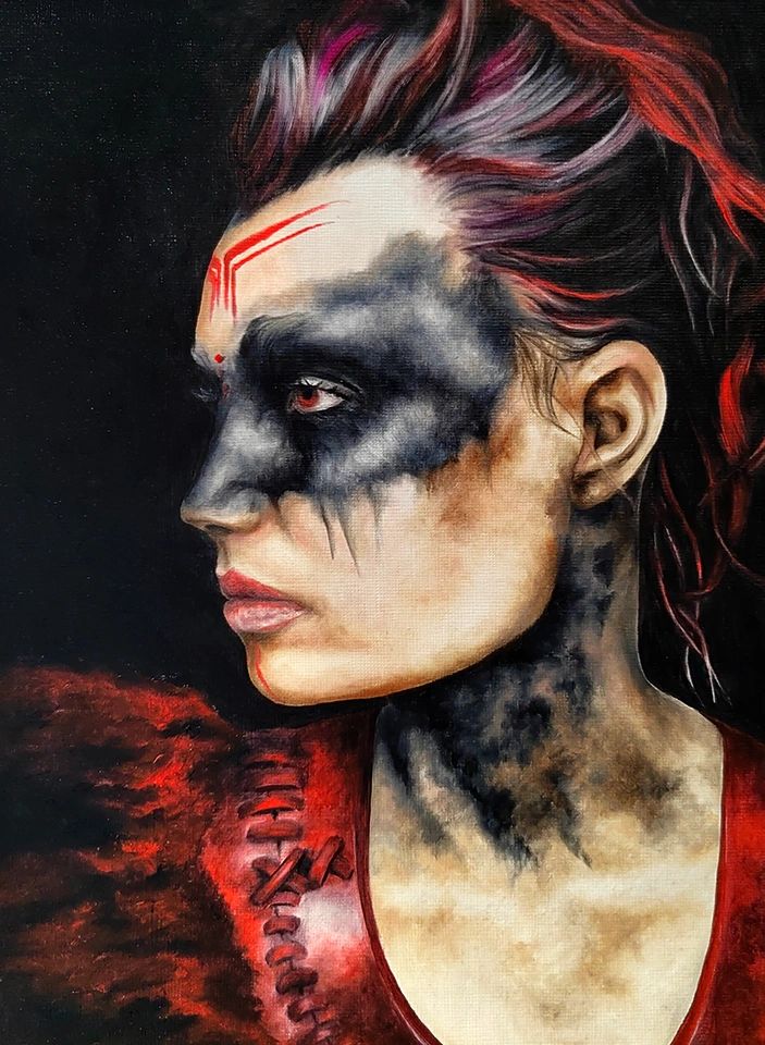 The huntress, oil painting by jake dennys, owner of dennyspaints