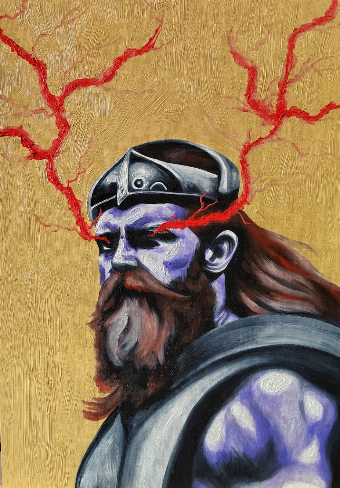Thor, god of thunder. Oil painting depicting the norse god.