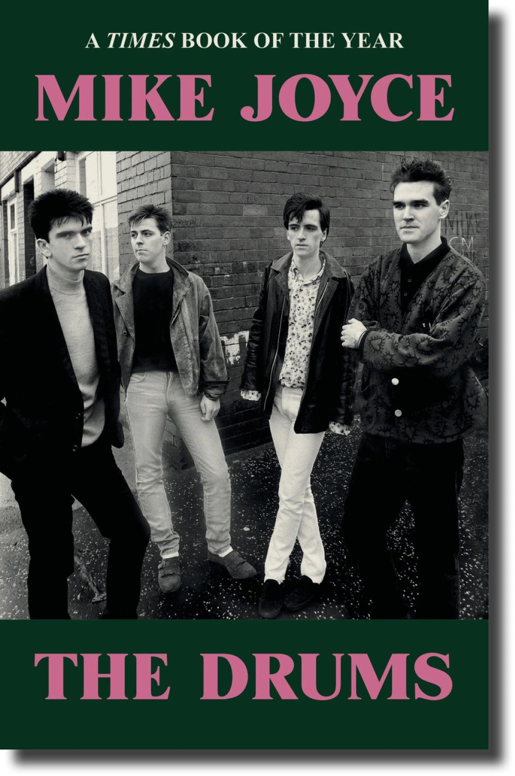 Book cover featuring a black-and-white photo of the band The Drums and author Mike Joyce's name.
