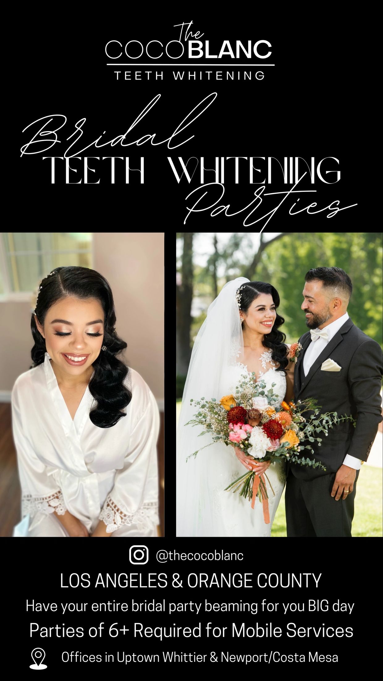 Bridal teeth whitening parties by The Coco Blanc in Los Angeles and Orange County.