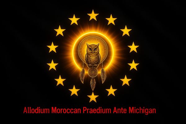 Provincial State Flag of Allodium Moroccan Praedium Ante Michigan (Erected 2022)