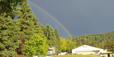 Rainbow over the horse barn located in the Willamette Valley and near Salem, Oregon. 