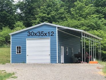 30x35x12 combo steel structure, near West Windfield, NY in Otsego County, designed by CNY Buildings