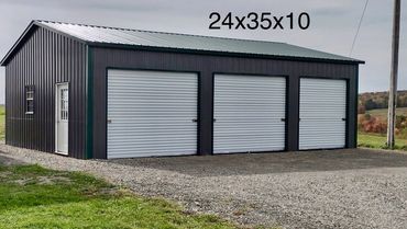 Pre-engineered 24x35x10 with 3 garage doors perfect custom metal garage for Madison County, N.Y.