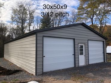 Man size prefab garage weather resistant custom built for Central New York snow loads.