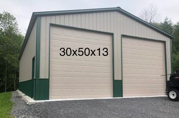 30x50x13 oversized garage, double legs, heavy duty yet affordable in Cortland County, NY