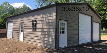 30x36x10 custom metal garage with workshop and low maintenance affordable in Madison County, N.Y.