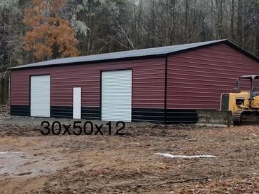 30x50x12 man size two tone tubular steel building for commercial property in Fulton County, N.Y.