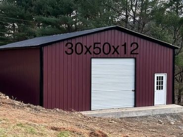 30x50x12 pole barn like storage barn is heavy duty prefab metal building in Central New York