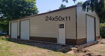 24x50x11 two-tone man sized garage custom built for a workshop in Wayne County, N.Y.