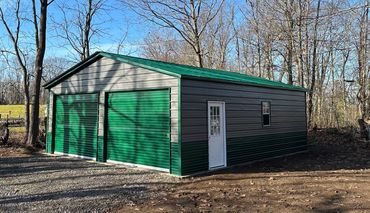 24x30x9 Two tone two stall garage pre-engineered affordable available in Cayauga, County, N.Y.