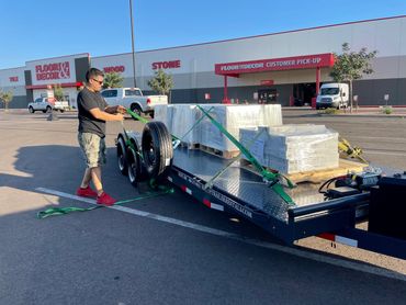 cart trailer can also handle pallets of tile