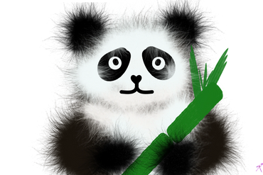 Panda with bamboo