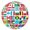 A sphere (globe) made up of the world flags.