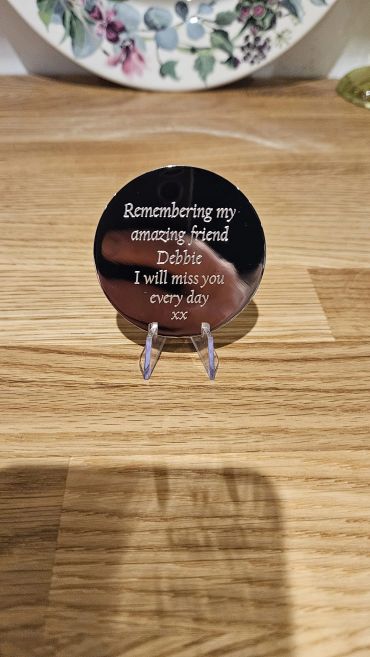 Memorial plaque for a friend named Debbie.
